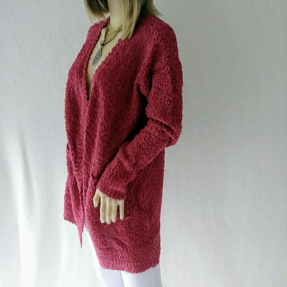Cozy Popcorn Knit Rose Cardigan Sweater - Picture 6 of 6